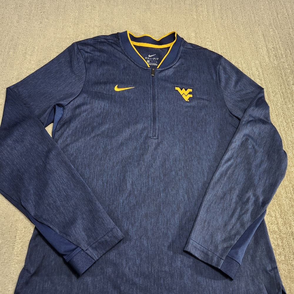 WVU Mountaineers Sweatshirt Men Small Nike Sideline On Field 1/4 Zip Pullover
